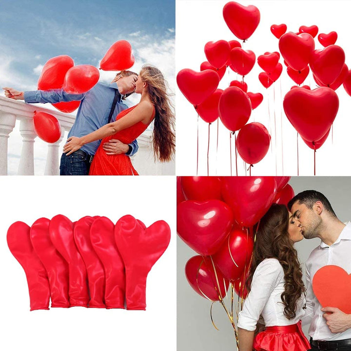 Party Propz Rubber Red Heart Balloons For Decoration - Pack Of 50 Heart Shape Balloons For Anniversary, Proposal, Wedding, Romantic Decoration|Love Balloons For Decoration|Red Heart Shaped Balloons