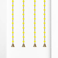 Party Propz Yellow Pom Pom Hangings for Decoration - 4Pcs Handmade Wall Hangings Latkans for Decoration | Bandarwar Decoration Item | Pom Pom Latkan With Golden Bells for Decoration | Haldi Decoration