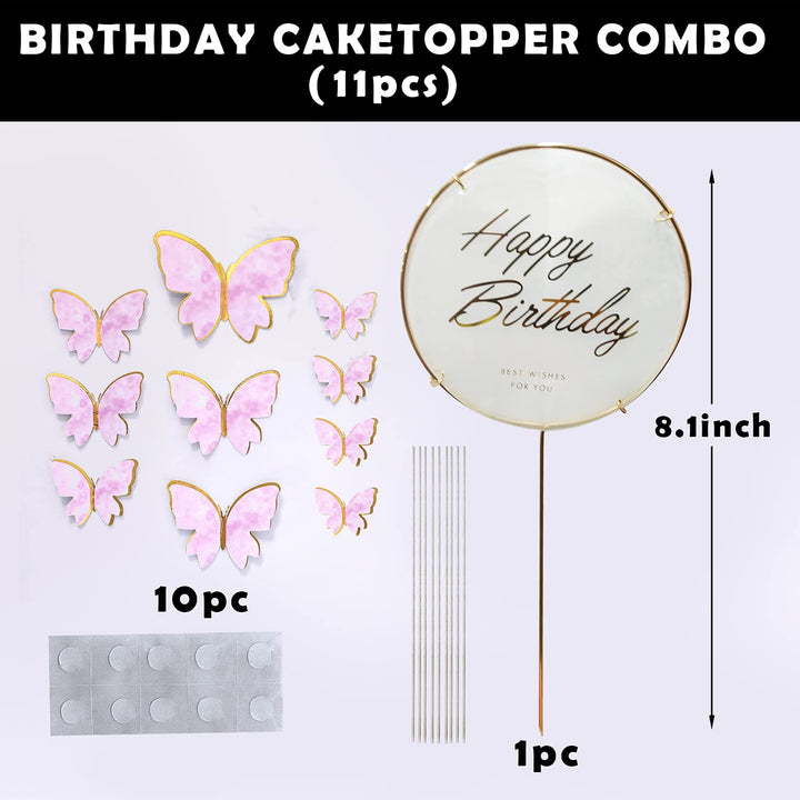 Party Propz Butterfly Cake Topper- 6 Pcs Butterfly Decoration Items|Purple Happy Birthday Cake Topper, Cake Decoration Items|Butterfly Cake Toppers For Cake Decoration|Birthday Cake Toppers For Girls