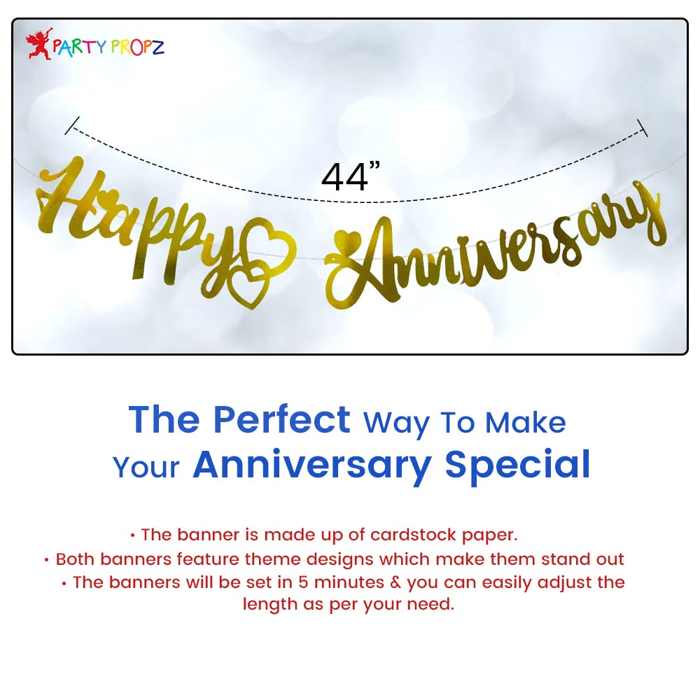 Party Propz Happy Anniversary Decoration Items Kit -26 Pcs Canopy Tent For Decoration|Anniversary Lights For Decoration|Happy Anniversary Banner|Wedding Anniversary Decoration|White Net