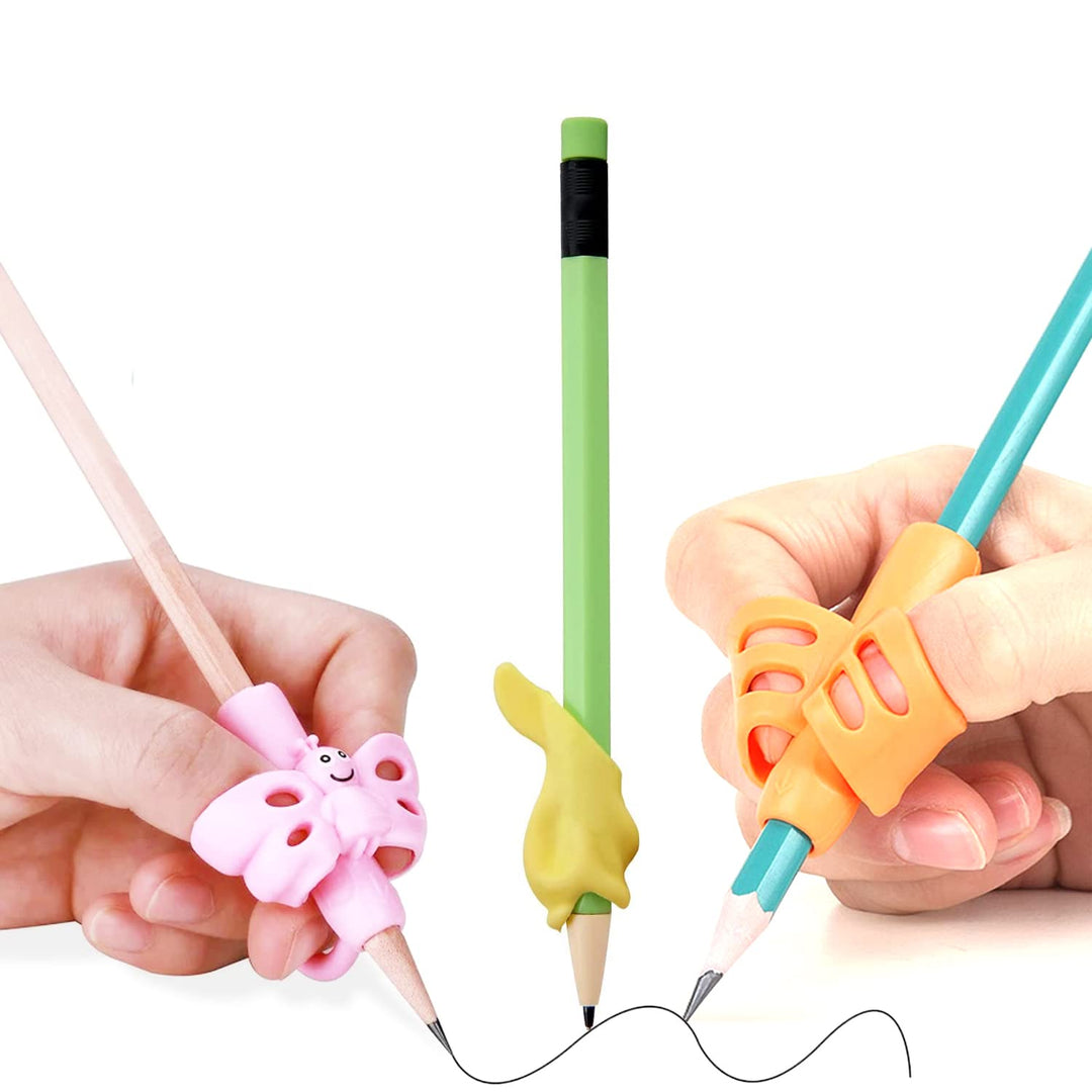 Party Propz Pencil Gripper For Kids Writing - 3Pcs Pencil Holder, Pen Holder Or Finger Grip Handwriting Pencil Grip Holder For Beginner, Kids 3 Years, Preschoolers/Pen Holder For Kids, Multi