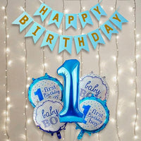 Party Propz Birthday Decoration Kit For 1st Birthday Boys 7 Pcs With Lights material Paper BLUE