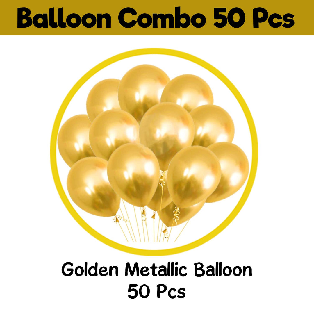 Party Propz Golden Metallic Balloons - 50Pcs Gold Metallic Balloons |Golden Balloons For Decoration| Golden Balloon Decoration For Birthday