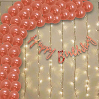 Party Propz Rose Gold Birthday Decoration Kit - 52Pcs Happy Bday Banner Led Light and Metallic Balloons for Baby Girls, Boys, Women, Wife Theme Celebration Items