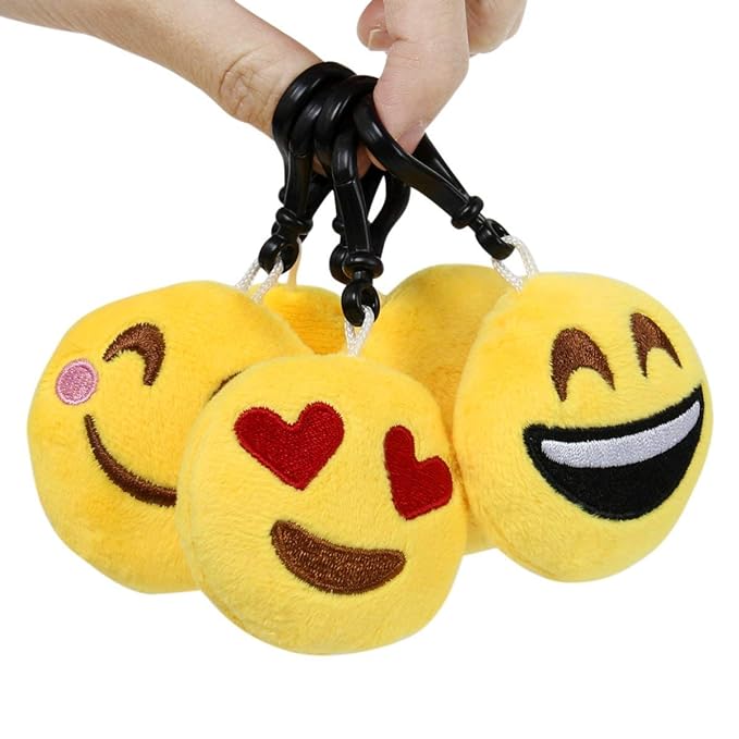 Party Propz Emoji Keychain for girls - 6 Pcs Assorted Smiley Keychain Return Gift for Kids | Smiley Boys Keychain | Birthday Return Gifts for Kids | Emoji Theme Cute Keychains | Key chain for Kids