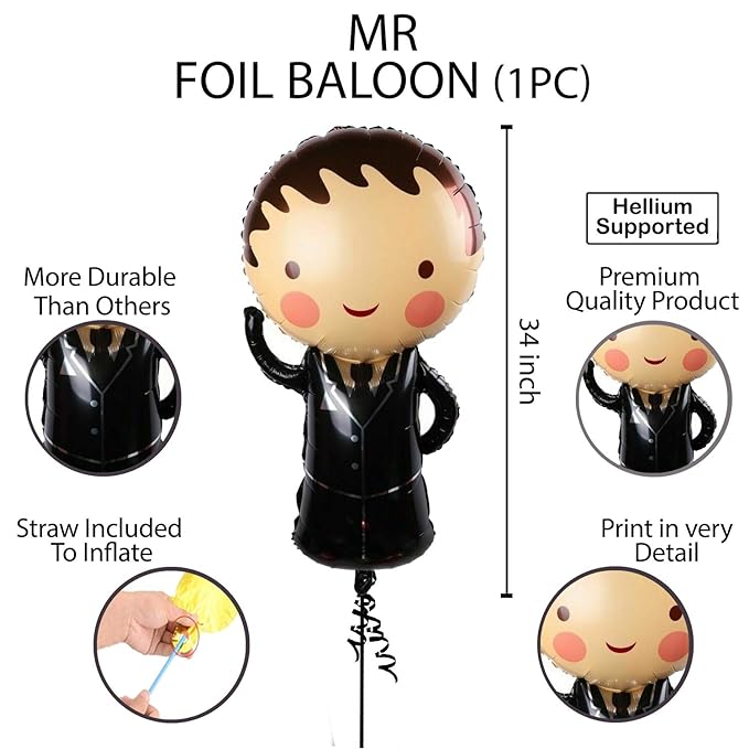 Party Propz Foil Birthday Valentine Engagement Wedding Anniversary Reception Balloons for Party Decoration Mr and Mrs Couple Balloon (Multicolor) - Pack of 8 Pieces