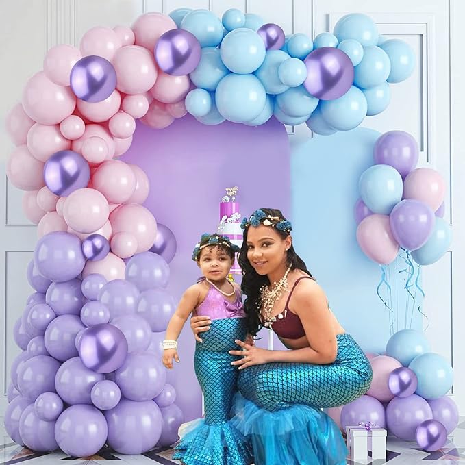 Party Propz Mermaid Balloons for Birthday Decoration - Cute 56Pcs Balloon Decoration for Birthday | Birthday Decoration Items for Girl | Mermaid Theme Birthday Decorations | Balloon Decoration Kit