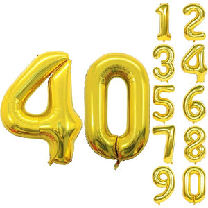 Number 40 Foil Balloon - 32 Inch gold Foil Balloon for Birthday Decoration items | Anniversary Decoration items | Balloon Decoration | Number Balloons for Party