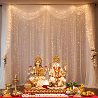 White Canopy Tent Decoration Set – 7 Pcs Net Curtains with LED (Nylon)