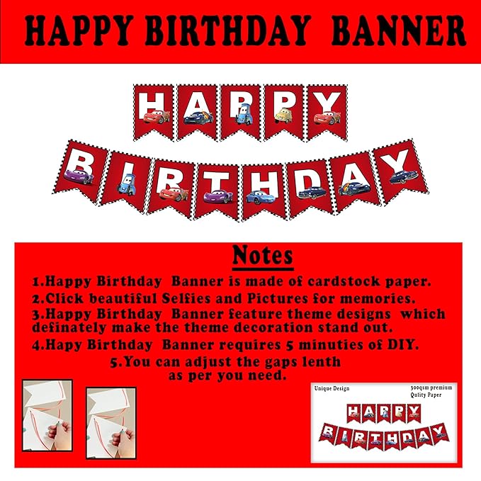 Party Propz Car Theme Decoration For Birthday-47 Pcs,Car Theme Birthday Decorations For Boys,Kids|Happy Birthday Decoration Kit|Vehicle|Birthday Theme Decoration For Boys