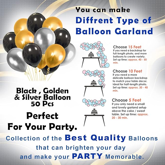 Party Propz Happy Birthday Decoration For Husband Kit Combo Set - 55pcs Birthday Paper Banner Metallic Confetti Balloons With Cake Topper & Glue Dot - Happy Birthday Decorations Items