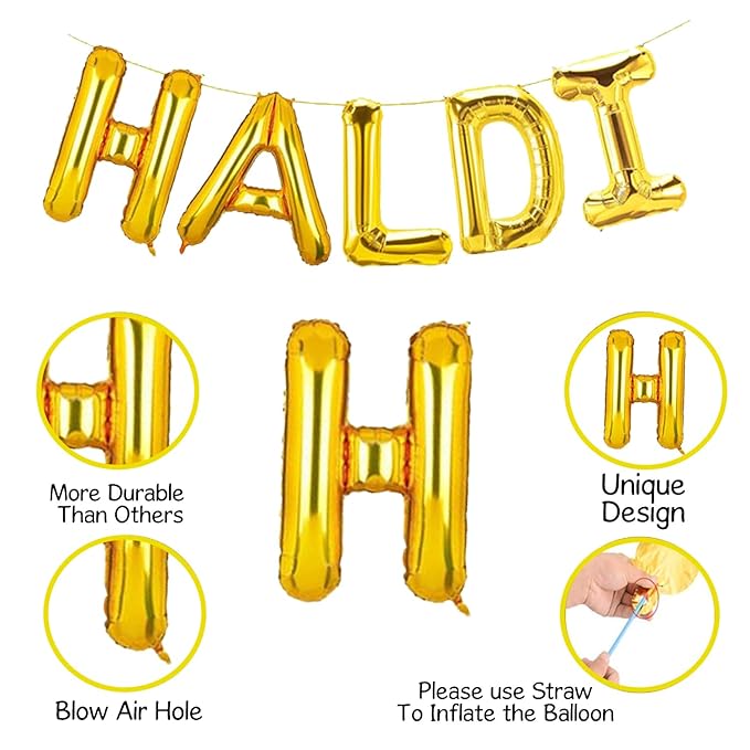 Party Propz Haldi Decoration Items For Marriage - 67 Pcs Pre Wedding Decoration Items With Foil Balloons and Sunflower | Haldi Ceremony Decoration | Mehndi Decoration Items | Haldi Backdrop Decoration