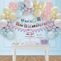 Party Propz Peppa Birthday Decoration Kit- Big 52 | Pastel Balloons for Decoration | Peppa Banner(cardstock) | Peppa Cake Toppers for Cake Decoration | Peppa Birthday Decoration Theme Pink | Peppa Family Set