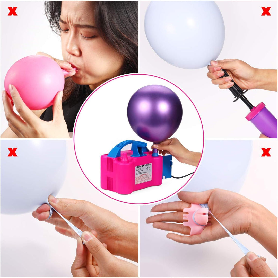 Party Propz 220V 600W Dual Nozzle Electric Air Balloon Pump Machine- Includes Fix Tying Tool– balloon pump, balloon blower machine Ideal for Party and Decorations, Time-Saving Balloon Machine Inflator