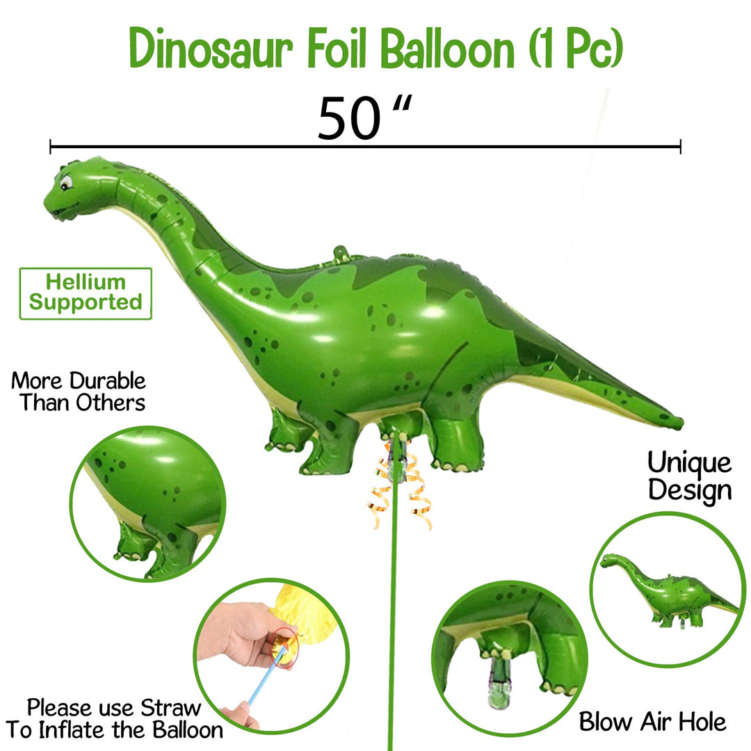 Party Propz Dinosaur Theme Happy Birthday Decoration Combo Set 68Pcs For Boys,Kids Parties/1st, First Bday Decorations/Dinosaurs Banner, Balloons,Leaves, Tattoo,Cupcake Toppers,Foil Balloon Items