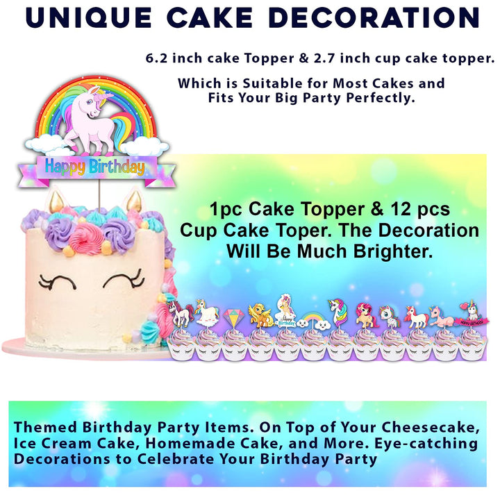 Party Propz Unicorn Theme Birthday Decorations Items Combo Set - 73Pcs Kit with Banner, Cake Topper,Curtains, Pastel Balloons - Happy Birthday Decoration Kit For Girls / Unicorn Birthday Decorations