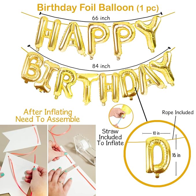Party Propz Birthday Decoration Items For Girl-101 Pcs,Pink Birthday Decoration Items For Wife,Women|Happy Birthday Decorations For Girls,Wife|Pink,Gold,White Metallic Balloons For Decoration