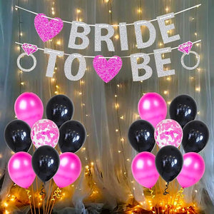 Party Propz Rubber Bride To Be Decoration Set Combo - 26 Pieces With Bride To Be Banner, Metallic Balloons, Confetti Balloon And Led Fairy Light/Bridal Shower Decorations Items/Bachelorette
