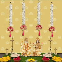 Party Propz Handmade Lotus Hangings For Decoration - 4 Pcs Ugadi Decoration Items | Mdf Floral Wall Hangings For Home Decoration | Gudi Padwa Decoration | Mandir Decorations Items | Main Door Entrance