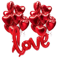 Party Propz Love Balloons For Decoration - Large 12Pcs, Heart Shape Foil Balloons For Decoration | Red Heart Foil Balloon For Husband, Wife | Birthday Decoration Items | Anniversary Balloons