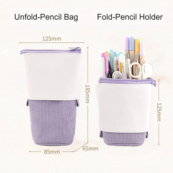 Party Propz Purple Pencil Pouch for Girls -Telescopic Pencil Pouches for Stationary | Aesthetic Pencil Case for College Students | School Pouch, Girls Stylish Korean Bag | Japanese Stationery Pouch