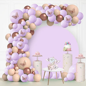 Party Propz Butterfly Theme Birthday Decoration - 73Pcs Butterfly Decoration Items / Purple Birthday Decoration / Birthday Decoration Items for Girl / 3D Golden Butterfly Decoration / Pastel Balloons