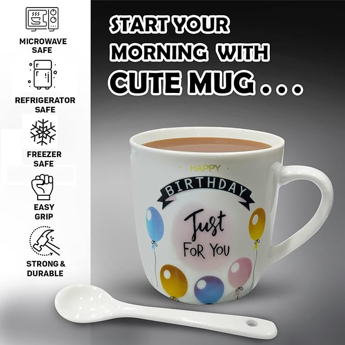 Party Propz Cute Coffee Mugs - 330 ML Funny and Cute Coffee Mugs for Couples | Cute Mugs for Coffee | White Coffee Mugs | Tea Mugs | Coffee Mugs Set | Gift for Wedding Day | Gift for Wife