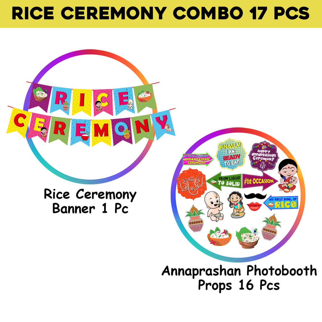 Party Propz Annaprashan Decoration Items - 17Pcs Rice Ceremony Decorations Items with Banner (Cardstock), Annaprashana Photo Booth Props | Annaprasana Decoration Items, Annaprasana Decoration Backdrop