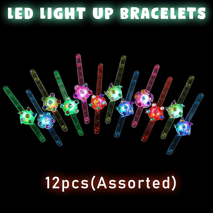 LED Bracelet for Kids - Glow Bracelets for Kids/Light Up Bracelets - Pack of 12