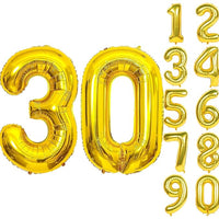 Party Propz Number 30 Foil Balloon - 32 Inch Gold Foil Balloon For Birthday Decoration Items | Anniversary Decoration Items | Balloon Decoration | Number Balloons For Party, 2 Pieces