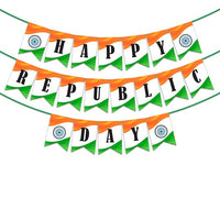 Party Propz 3 Feet Multicolor Triangle Flag Paper Bunting Banner Pennant Banners for Republic Day Hanging Decorations, 1 Set
