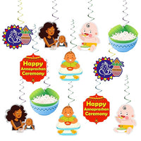 Party Propz Rice Ceremony Decorations Items - 12 Pcs Annaprashan Swirls | Annaprashan Decoration Items For Baby Girl | Baby Annaprashan Decoration Items For Baby Boy | Rice Ceremony Swirls
