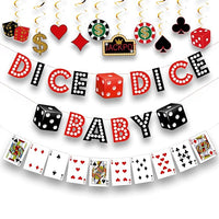 Party Propz Casino Theme Party Decoration - 12 Pcs, Decoration Items For Party | Dice Theme Party Decoration Items For Men, Women | Decoration Kit With Banners(Cardstock), Swirls