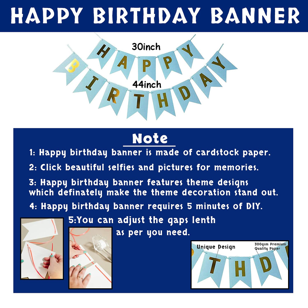Party Propz Birthday Decoration Items for Boys - Pack of 62, Blue Birthday Decoration Kit with Confetti Balloons | Birthday Decorations for Husband | Blue Balloons for Birthday Decorations for Boys