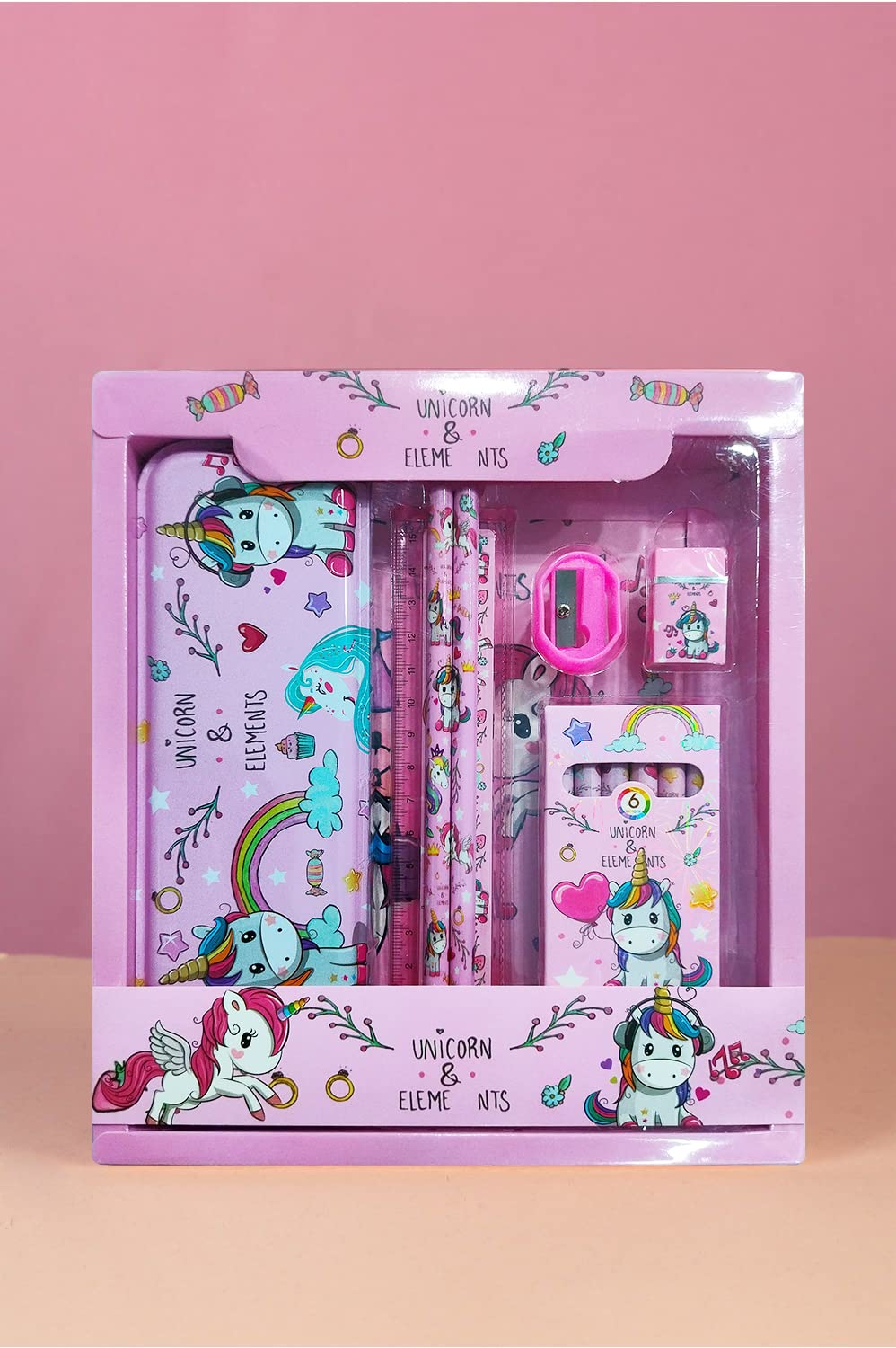Party Propz Unicorn Stationery Set for Girls - 12 Pcs Pink Stationery Set for Girls | Cute Stationary for Girls | Unicorn Stationary Kit for Kids Return Gift for Girls | Stationary Set Return Gifts