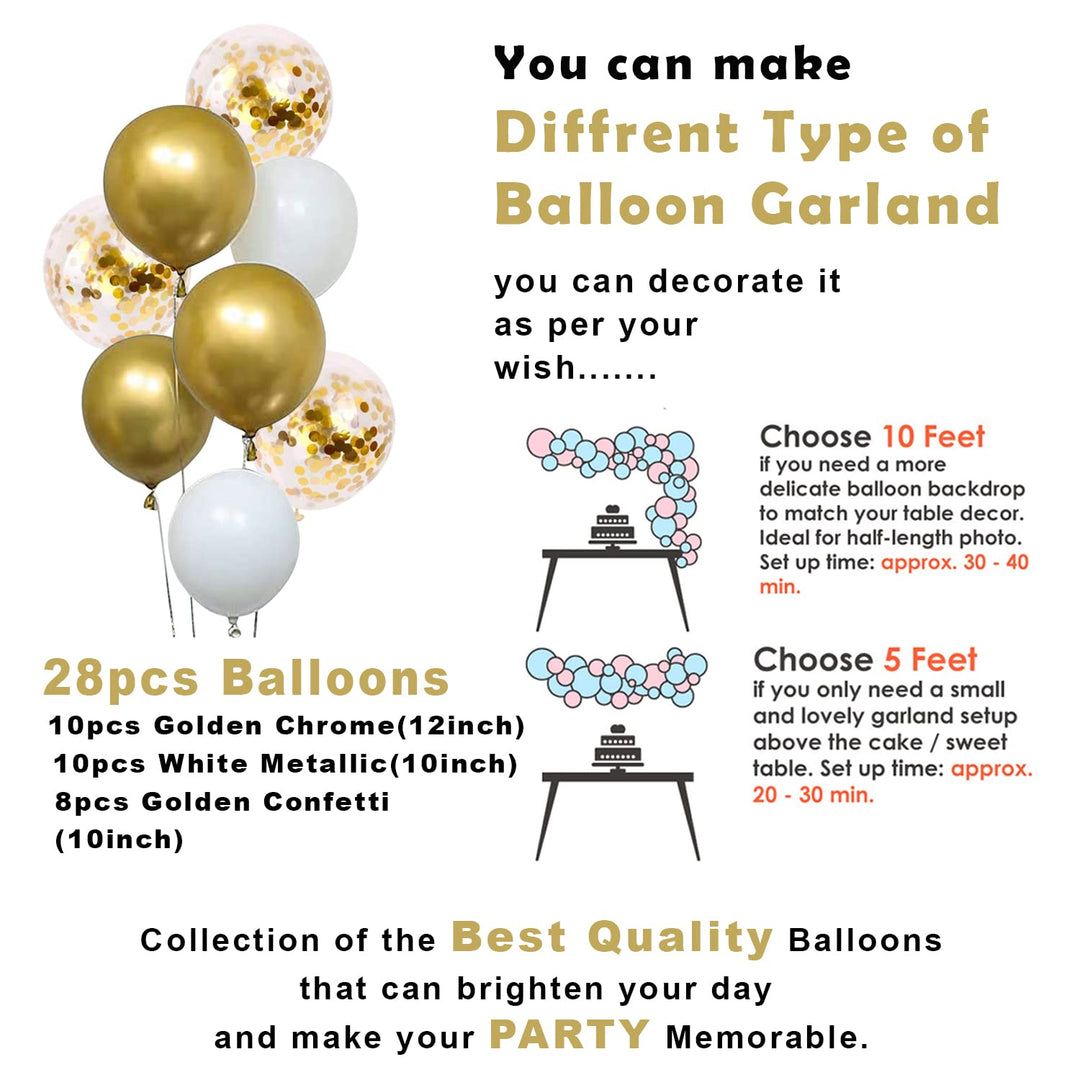 Party Propz Golden Birthday Decoration Items - 36Pcs Happy Birthday Decoration Kit With Golden Balloons & Artificial Leaves | Golden Confetti Balloons for Birthday | Happy Birthday Banner (Cardstock)