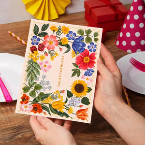 Floral Congratulations Greeting Card with Envelope – 1 Pc