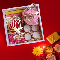 Party Propz Diwali Gift Hampers - Diwali Gift Items for Family | Diwali Gift Pack with Toran, Lotus Latkan | Metal Diyas | Diwali Candles | Diwali Gift Items for Employees | Diwali Gift for Family