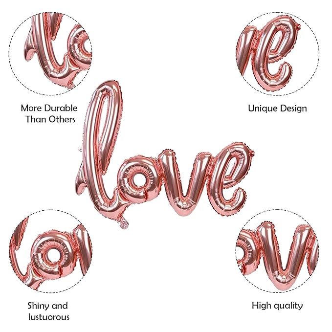 Party Propz Anniversary Decoration Items -Pack of 11pcs Happy Anniversary Balloons | With Rose Gold Heart & Love Foil Balloons | Balloons For Decoration | Birthday Decoration Items | Birthday Balloons