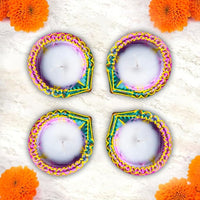 Party Propz Multicolor Diwali Diyas for Decoration- 4pcs, Diwali Decoration Items for Home Decor | Clay Diya for Diwali | Diyas for Decoration | Wax Diya for Diwali | Diwali Diya | Diya for Puja