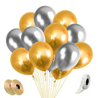 Party Propz 73Pcs Golden And Silver Assorted Metallic Balloons Combo For Baby/Bridal Shower, Birthday And Wedding Party Decoration.