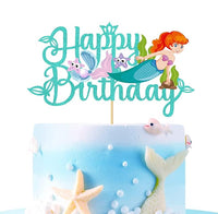 Party Propz Mermaid Cake Topper - Happy Birthday Cake Topper | Mermaid Cake Toppers Birthday For Girls, Kids | Cake Toppers For Cake Decoration | Mermaid Theme Birthday Decorations | Happy Birthday Toppers For Cake
