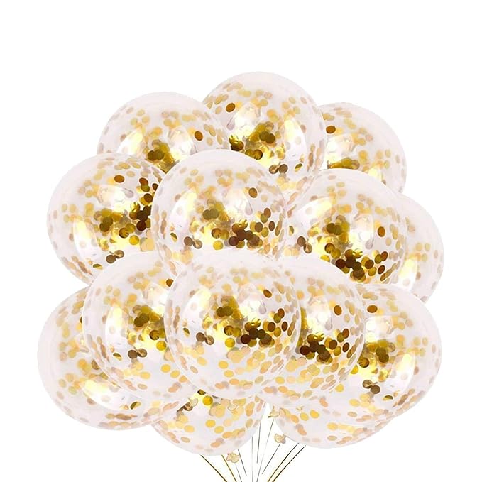 Party Propz Rubber Golden Confetti Balloons For Decoration|50Pcs Set For Decorations|Birthday Decerations|Helium Balloons For Birthday Decoration In Girls|Boys,Kids Parties Theme Baloon