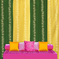 Party Propz Haldi Mehndi Decoration Items for Marriage - Pack of 6 Pcs Backdrop Cloth for Decoration with Fairy Lights | Traditional Decoration Items for Home | Haldi Ceremony Decoration