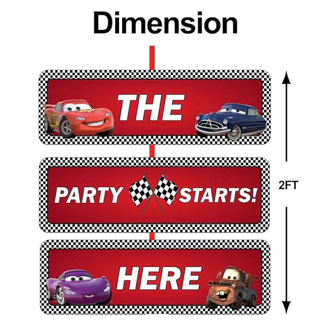 Party Propz Car Theme Decoration For Birthday- Hanging Banner for Decoration(Cardstock) | Mcqueen Car Theme Birthday Decoration | Happy Birthday Decoration For Kids | Mcqueen Car Theme Birthday Banner