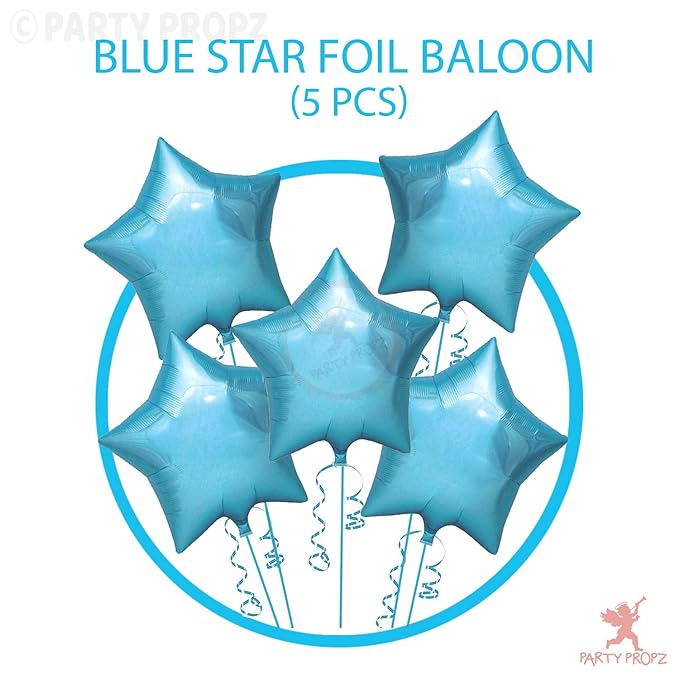 Party Propz 5Pcs 18" Light Star Foil Balloons for Birthday Decoration Items for s Or s/1st Birthday Decoration/Baby Shower Blue