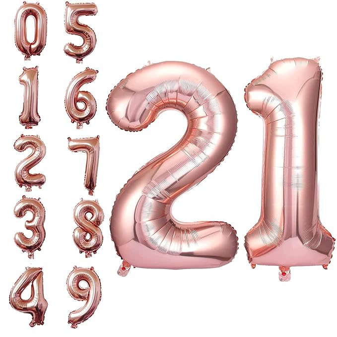 Party Propz Foil Balloon Number 21, Rose gold Number Foil Balloon - 32 Inch Foil Balloon | Number 21 Foil Balloon Rose gold for 21st Birthday Decoration Items, Anniversary Decoration