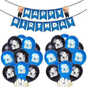 Party Propz Boss Baby Theme Birthday Decoration - 31Pcs Baby Boss Theme Birthday Decorations Combo Bunting And Balloons For Kids Birthday Decoration Party Supplies / Theme Birthday Combo