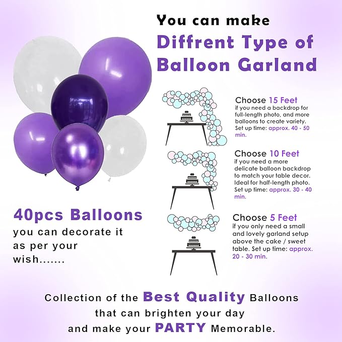 Party Propz Purple Birthday Decorations Kit-49Pcs Birthday Decoration Items For Girls|Purple Balloons For Birthday Decorations|Birthday Decorations For Wife|Purple Birthday Balloons Decorations