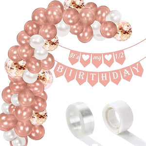 Party Propz Half Birthday Decorations For Baby Girl Combo - 48Pcs Items Set For 6 Months Birthday Decorations For Girl - 1/2 Birthday Decorations For Girls - its my half birthday decorations